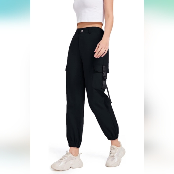 JEAAMKSSER Women's High-Waisted Baggy Y2K Cargo Pants L - Picture 2 of 7